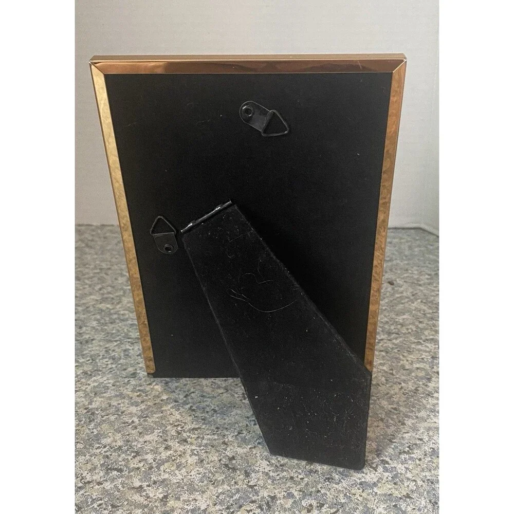 Vtg Glass  Floral 3.5”  X 5.5” Photo Frame Botanical Floral Leaves Flower